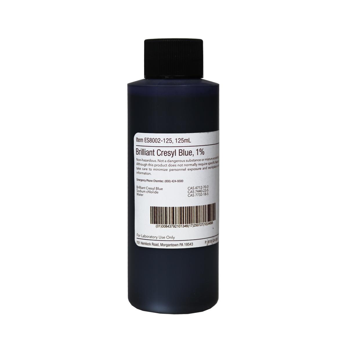 Brilliant Cresyl Blue, 1%, In Saline, 125mL | Azer Scientific